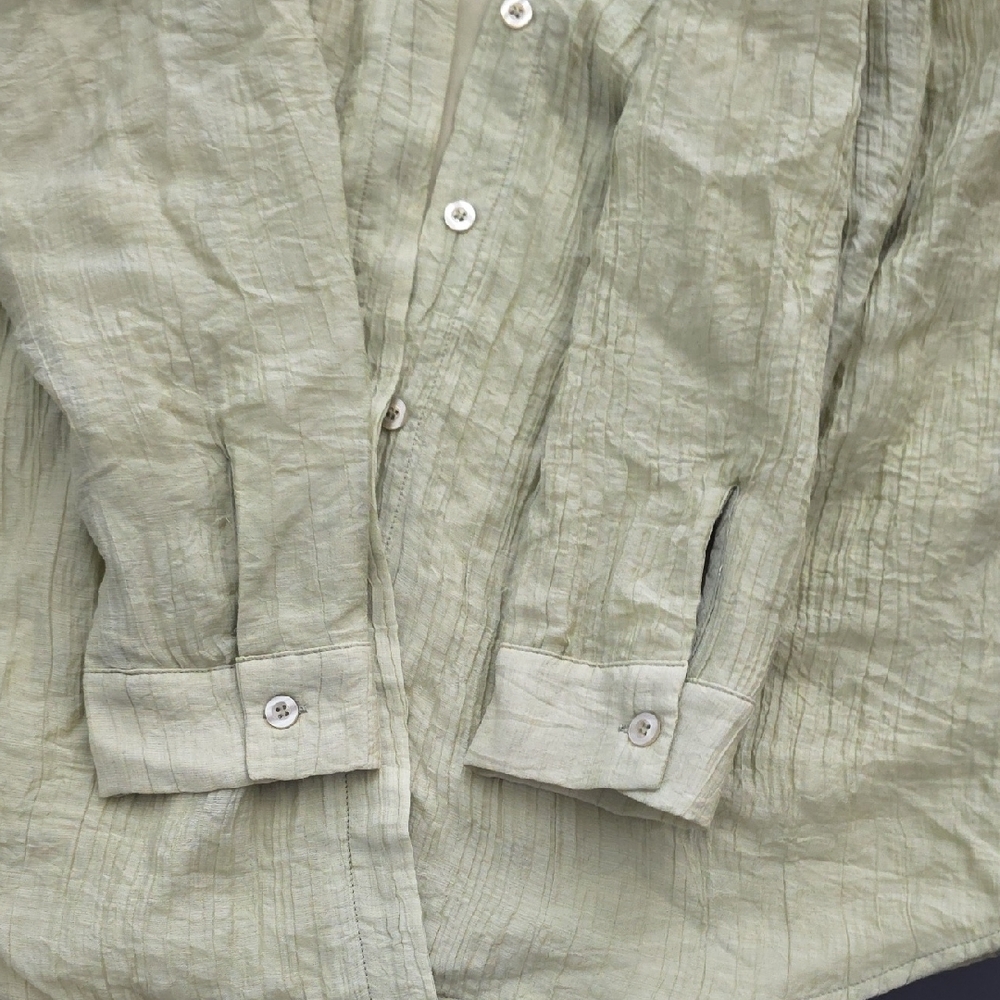Hanan Textured Button Down Top & Wide Leg Pants - Cypress Green - Picture 9 of 10